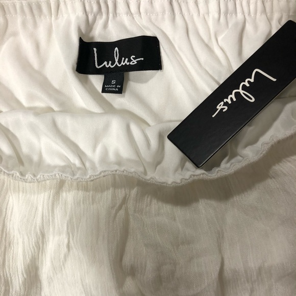 Lulu’s white cropped frilly tube top - size S - Picture 2 of 3